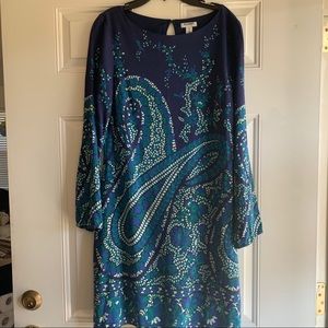 Old Navy Blue/Green Paisley Shift Dress-Size Med.